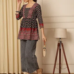 AKIMIA Print Cotton Peplum Top image 3