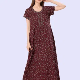 Cloud Soft Floral Printed Cotton Maxi Nightdress-image-99