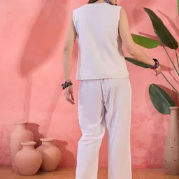 BANDIA Floral Embroidered Pure Cotton Top With Trouser Co-Ords image 2