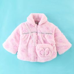 Little Kangaroos Full Sleeves Solid Colored Winter Jacket with Sling Bag - Pink-picture-43