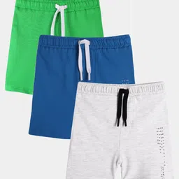 Anthrilo Pack Of 3 Solid Shorts - Ecru, Blue & Green-picture-38