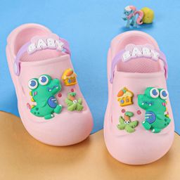 Oh! Pair Back Strap Closure Clogs With Dino Applique- Pink-picture-24