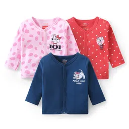 Babyhug Disney Interlock Knit Full Sleeves Jhablas with Heart & 101 Dalmatians Graphics Pack of 3 - Navy Blue Pink & Red-picture-17