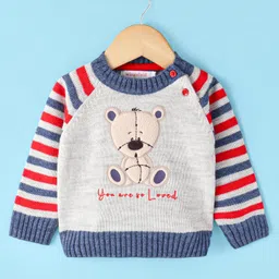 Wingsfield Full Sleeves Teddy Bear  Embroidered Sweater - Multi Colour-picture-15