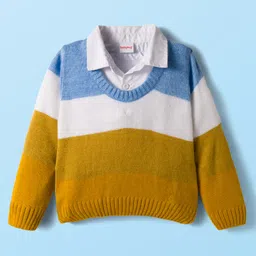 Babyhug Knit Full Sleeves Pullover Sweater with Color Block - Multicolor-image-57