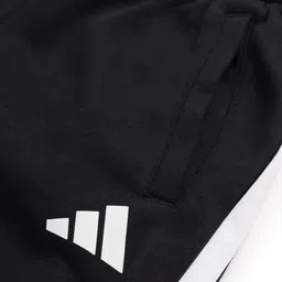 ADIDAS KIDS Cotton Knit Full Length Track Pant With Tape Detailing & Brand Logo - Black image 4