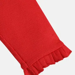 MINI KLUB Cotton Solid Leggings - Red image 5