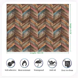 INDIAN ROYALS Blue & Brown Cross Stripes Printed Self-Adhesive & Durable Wall Sticker image 5