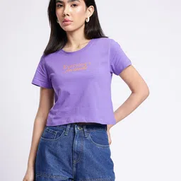 glitchez Cool Vibe Typography Printed Cropped T-shirt image 5