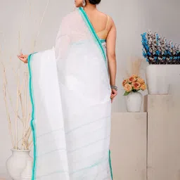 PuJoy Woven Design Pure Cotton Taant Saree image 4