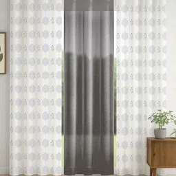STITCHNEST Grey & White Set of 3 Sheer Door Curtain-image-23