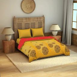 Spaces Ektaal Yellow & Brown Cotton 210 TC Quilt - Set of 1-picture-38