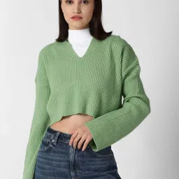 Forever 21 Green Regular Fit Sweater image 1