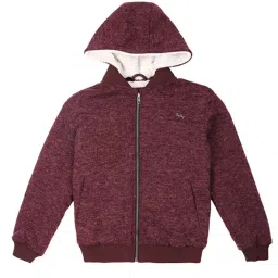 Gini & Jony Kids Maroon Textured Hoodie image 1