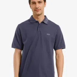 Rare Rabbit Navy Regular Fit Solid Polo T-Shirt-image-95