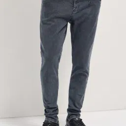 The Bear House Blue Cotton Skinny Fit Solid Jeans-image-30