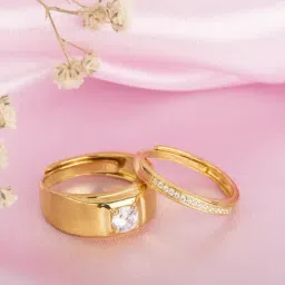 Zavya 925 Silver Enchanted Unity Gold-Plated CZ Adjustable Ring for Unisex-image-94