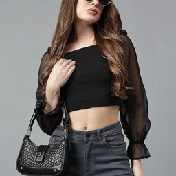 Pramadda Pure Luxury PU Half Moon Sling Bag image 3