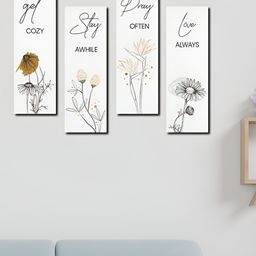 CVANU 4-Pcs Grey & White Wooden Printed Wall Hanging-picture-23