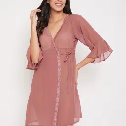 Clovia Rose Brown Lace Robe image 1