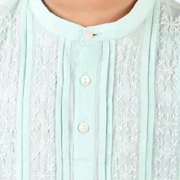 Fabindia Kids Aqua Blue Cotton Embroidered Salwar Set image 5