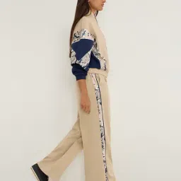 LOV by Westside Beige Abstract Design High-Rise Track Pants image 3