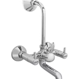 Rocio Ikon Silver Brass Tel Wall Mixer With L-Bend-image-94