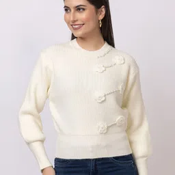GFO Women Solid Round Neck Sweaters-image-22