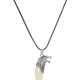 OOMPH Combo of 2 Black & White Pendant Necklace Animal Tooth Design For Men image 5