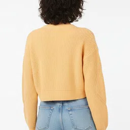 glitchez Self Striped Crop Oversized Cardigan image 2