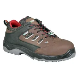 Zain Safety Elite Series Steel Toe Safety Shoes PU Double Density Low Ankle Brown Buff Genuine Leather Size UK10, 5006-picture-18