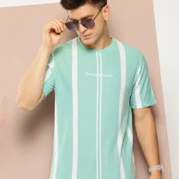 Club York Mint Green Regular Fit Striped Crew T-Shirt-image-85