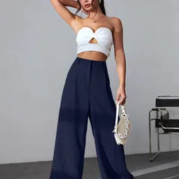 Next One Women Smart High-Rise Easy Wash Baggy Fit Parallel Trousers-picture-22