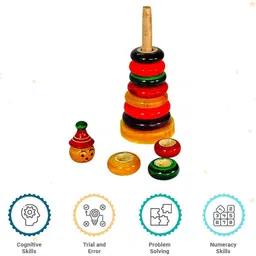 LITTLE GINNIE 12-Pcs Wooden Ring Stacker Toy Set image 4