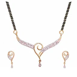 Sansik Women Artificial Stones & Beads Alloy Mangalsutra Jewellery Set With Earrings image 3