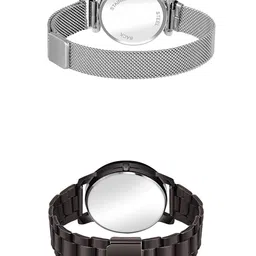 CSAMON Unisex Round Dial & Straps Analogue Couple Watch GR_379_Silver_12_Prizam_King image 3