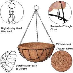 go hooked 10 Inch Coir Hanging Basket with Metal Hanging Chain image 4