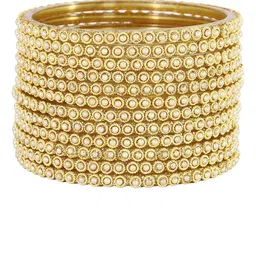 NMII Set Of 12 Beaded & Moti Work Glass Bangles image 5