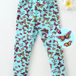 Babyhug Full Length Leggings Butterfly Print - Blue-image-69