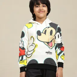 Kidsville Mickey & Friends Featuring Full Sleeves Characters Printed Hoodie - Off White-picture-15