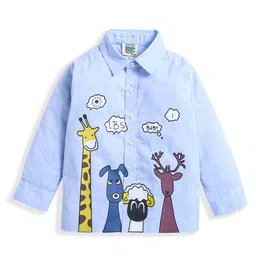 ZIP ZAP ZOOP Cotton Full Sleeves Animals Printed Shirt - Light Blue-picture-28