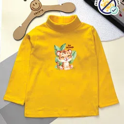 COCOON ORGANICS Cotton Rib Full Sleeves Tiger Printed Anti Microbial Tee - Yellow-picture-26