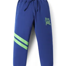 Pine Kids Knit Full Length Lounge Pant with Text Print & Stripes - Navy Blue-picture-15