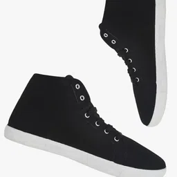 BERSACHE Solid Lace Up Sneakers - Black image 1