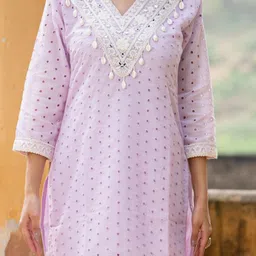 HOUSE OF JAMOTI Embroidered V-Neck Top With Trousers Co-Ords image 3