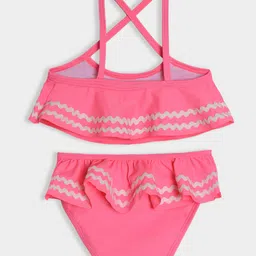 Mi Arcus Sleeveless Lace Embellished Coordinating Swim Top & Bottom Set - Pink image 3
