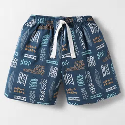 Cucumber Sinker Knit Above Knee Length Shorts With Beach Theme Print Pack Of 3 - Grey Red & Blue image 2