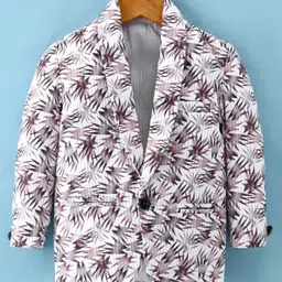 Radutu Full Sleeves Abstract Printed Blazer With Tee Set - Grey & White image 2