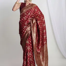 THREAD BOX Woven Design Zari Silk Blend Banarasi Saree image 5
