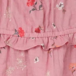 Taffykids 100% Cotton Sleeveless Frill Detailed Floral Printed Top - Pink image 4